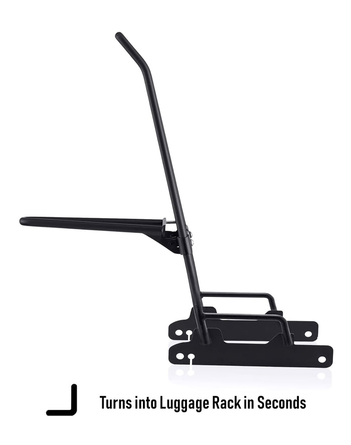 Iron Born Blade 25" Sissy Bar with Foldable Luggage Rack for Harley Dyna Low Rider S FXDLS (2016-17) Matte Black Turns into Luggage Rack in Secound