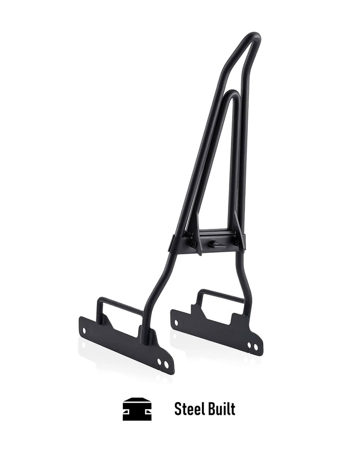 Iron Born Blade 25" Sissy Bar with Foldable Luggage Rack for Harley Dyna Low Rider FXDL Matte Black Steel Build
