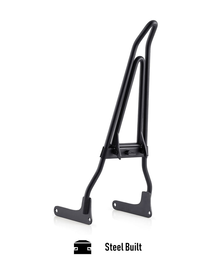Iron Born Blade 25" Sissy Bar with Foldable Luggage Rack for Harley Softail Low Rider Matte Black Steel Built