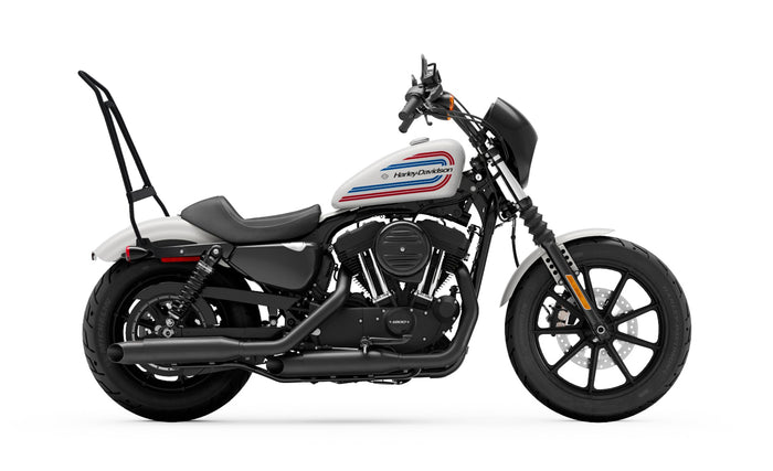 Iron Born Sissy Bar with Foldable Luggage Rack for Harley Sportster Iron 1200 Matte Black Luggage Rack on Bike View @expand
