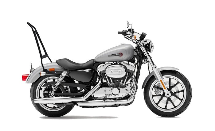 Iron Born Sissy Bar with Foldable Luggage Rack for Harley Sportster SuperLow Matte Black Luggage Rack on Bike View @expand