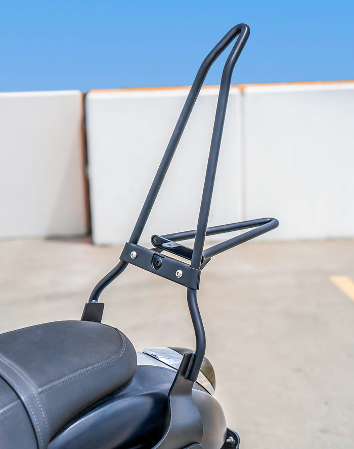 Iron Born Blade 25" Sissy Bar with Foldable Luggage Rack for Kawasaki Vulcan 900 Custom, VN900C Matte Black Lifestyle