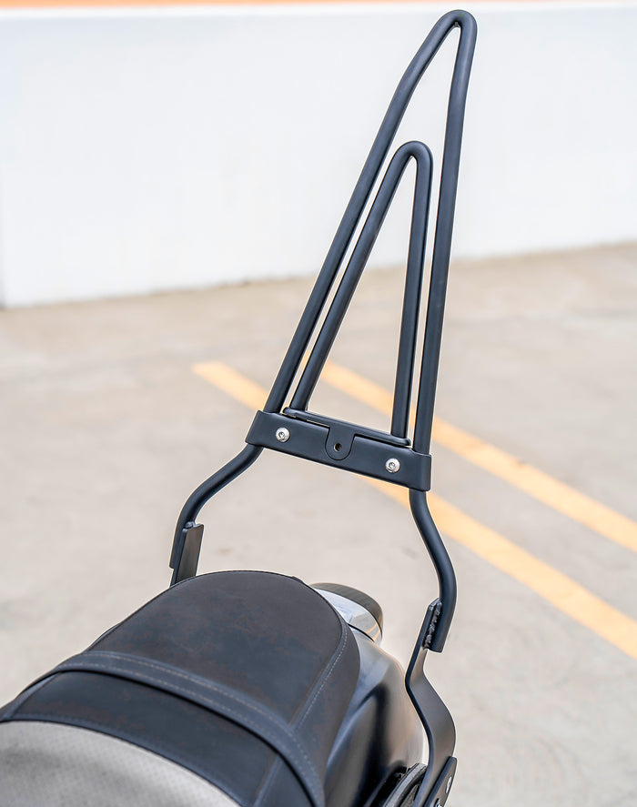 Iron Born Blade 25" Sissy Bar with Foldable Luggage Rack for Kawasaki Vulcan 900 Custom, VN900C Matte Black Lifestyle