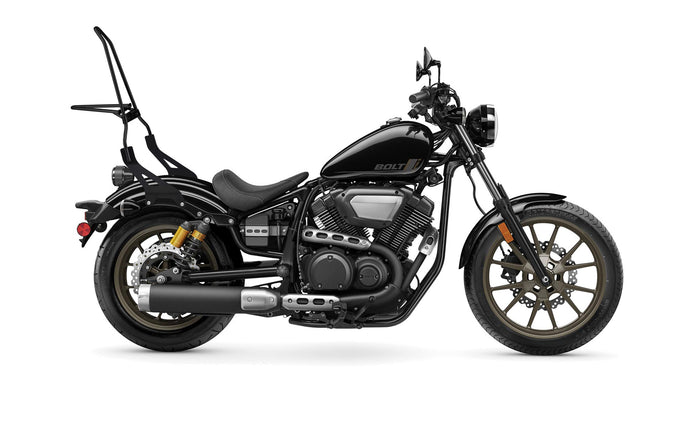 Iron Born Blade 25" Yamaha Bolt Sissy Bar with Foldable Luggage Rack Matte Black Luggage Rack on Bike View @expand