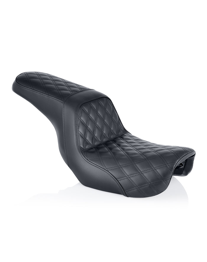 Iron Born Diamond Stitch 2-Up Seat for Harley Dyna Super Glide Custom FXDC/I Black Main View