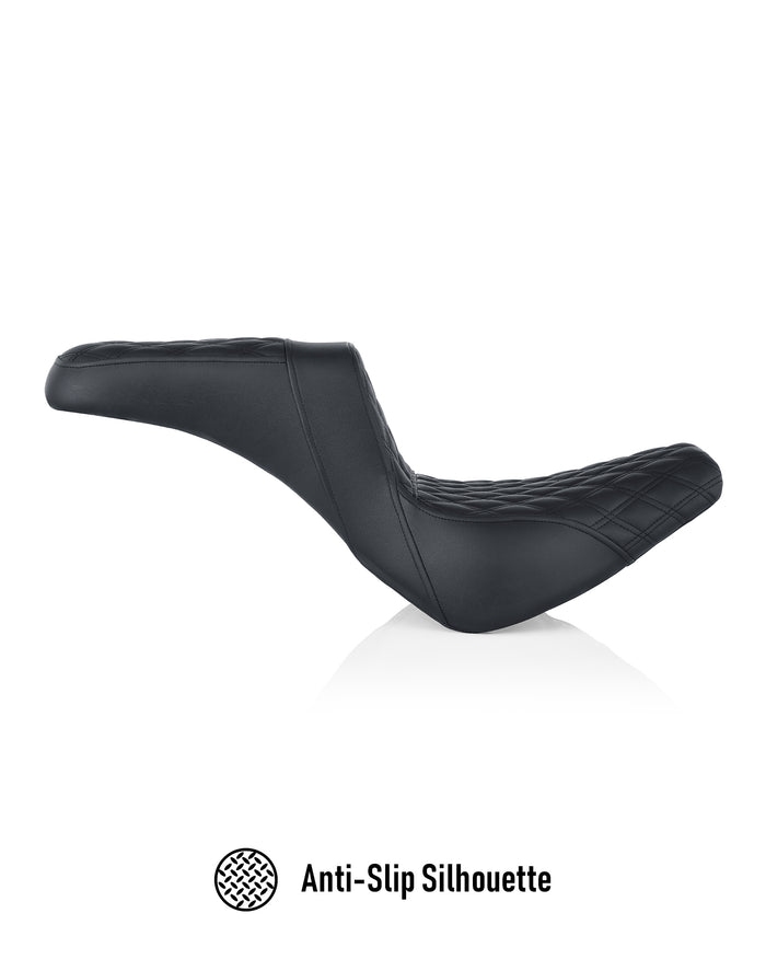 Iron Born Diamond Stitch 2-Up Seat for 2018+ Harley Softail Street Bob FXBB Anti-Slip Silhouette