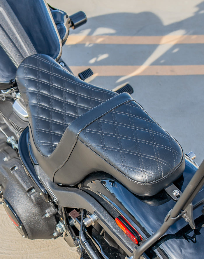 Iron Born Diamond Stitch 2-Up Seat for Harley Softail Low Rider ST FXLRST Lifestyle