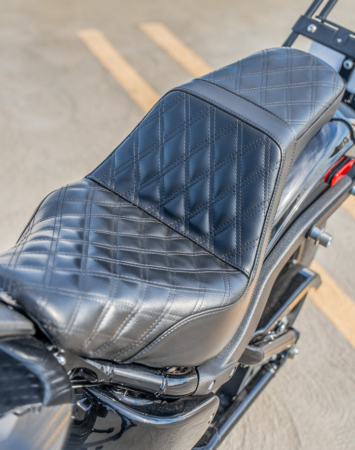 Iron Born Diamond Stitch 2-Up Seat for Harley Softail Low Rider ST FXLRST Lifestyle