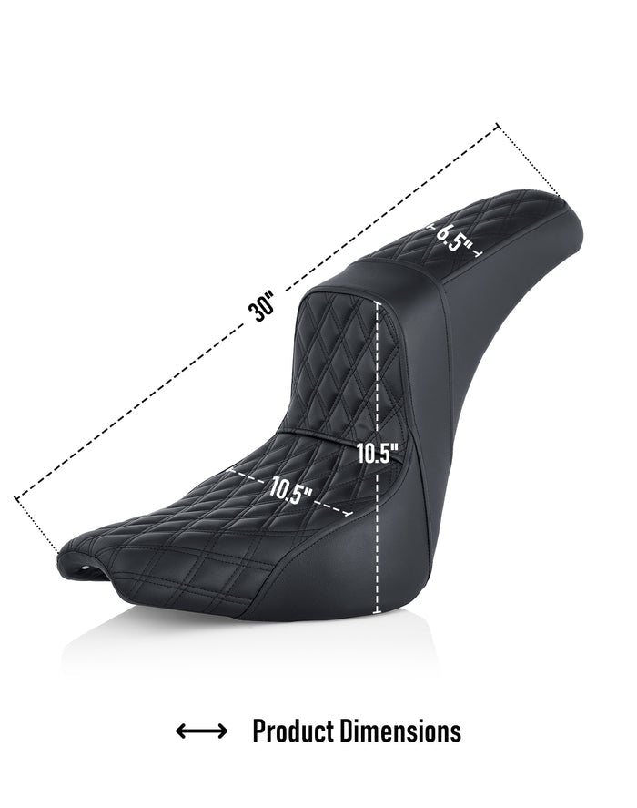 Iron Born Diamond Stitch 2-Up Seat for Harley Softail Low Rider ST FXLRST Dimensions