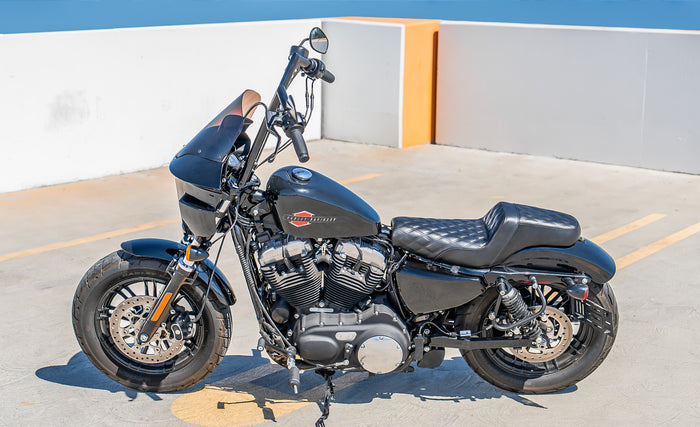 Iron Born Diamond Stitch 2-Up Seat For Harley Sportster 883 Low XL883L Black Lifestyle @expand