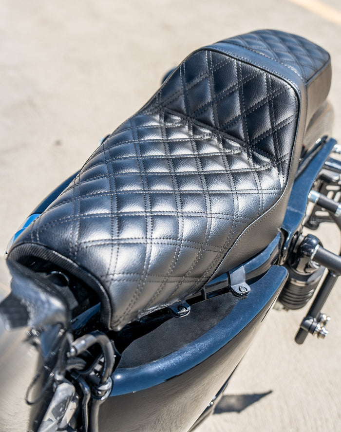 Iron Born Diamond Stitch 2-Up Seat For Harley Sportster 883 Low XL883L Black Lifestyle