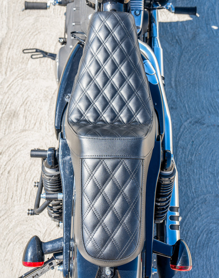 Iron Born Diamond Stitch 2-Up Seat For Harley Sportster 883 Low XL883L Black Lifestyle