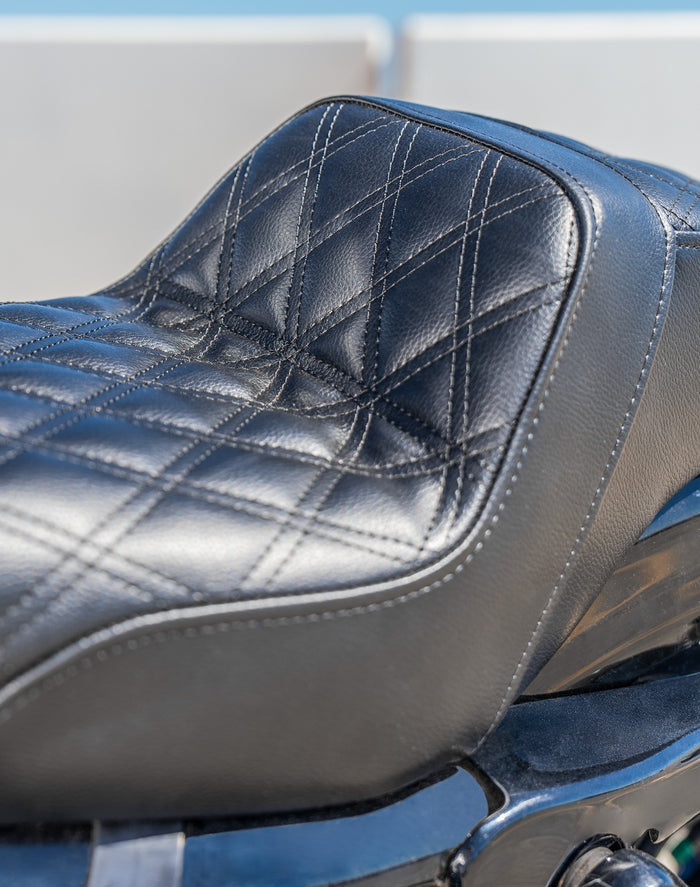 Iron Born Diamond Stitch 2-Up Seat For Harley Sportster 883 Low XL883L Black Lifestyle