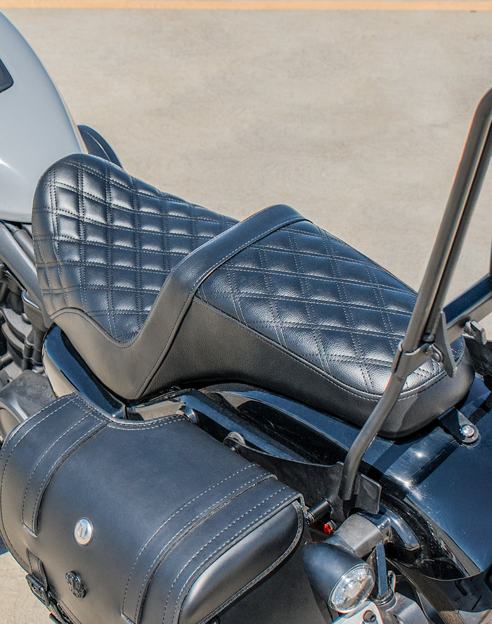 Iron Born Diamond Stitch 2-Up Seat For Harley Sportster Nightster RH975/S Black Lifestyle Vertical