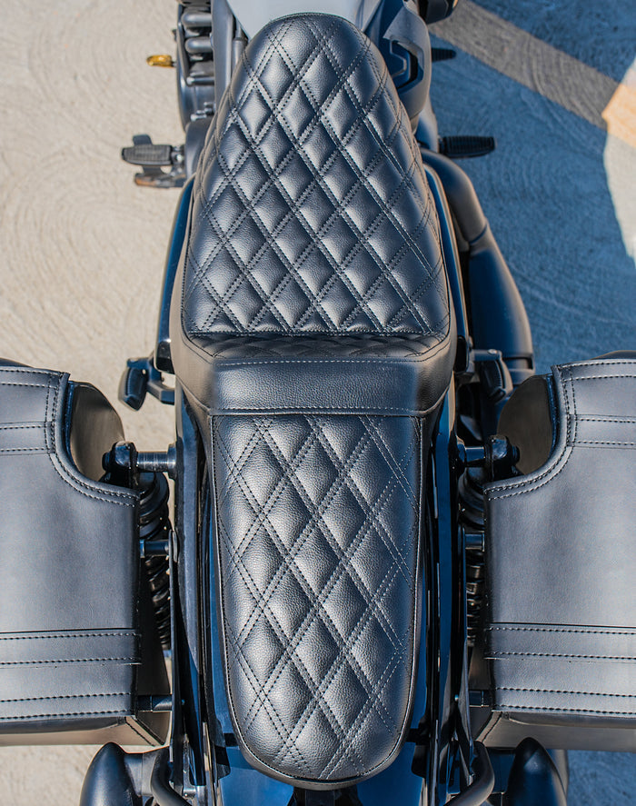 Iron Born Diamond Stitch 2-Up Seat For Harley Sportster Nightster RH975/S Black Lifestyle Vertical