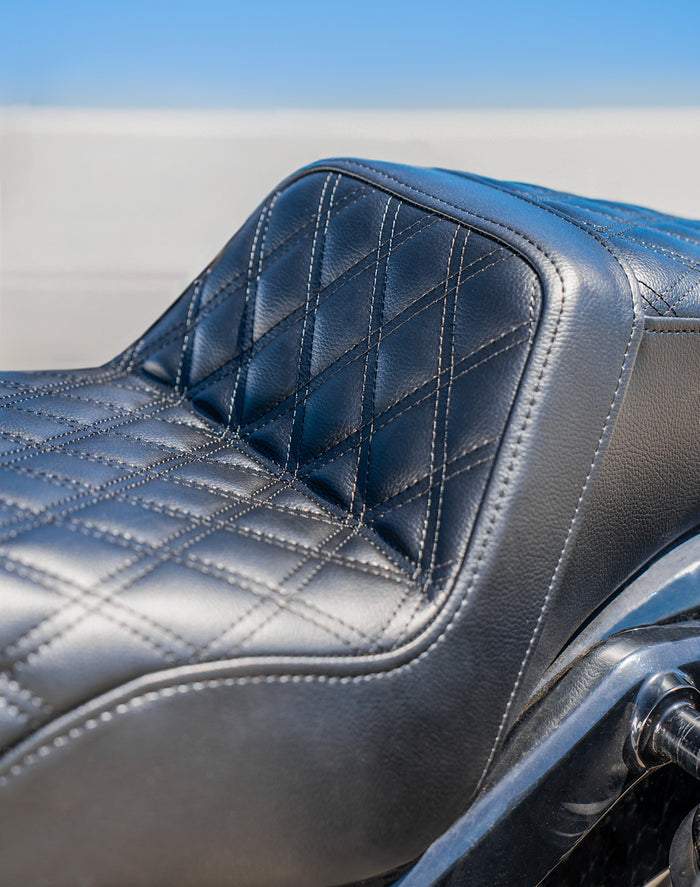 Iron Born Diamond Stitch 2-Up Seat For Harley Sportster Nightster RH975/S Black Lifestyle Vertical