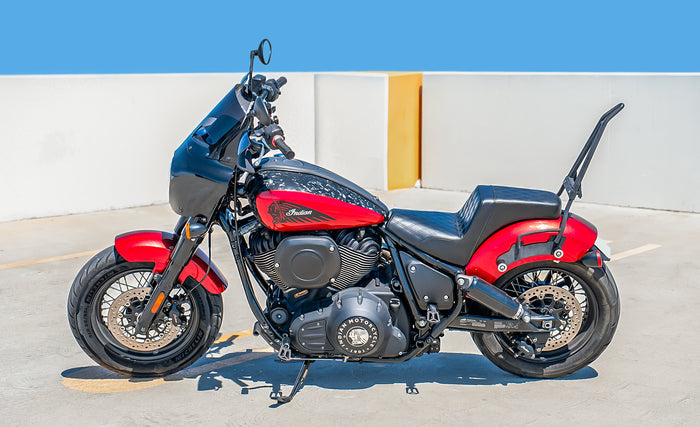 Iron Born Diamond Stitch Indian Chief Bobber 2-Up Seat Black Lifestyle @expand