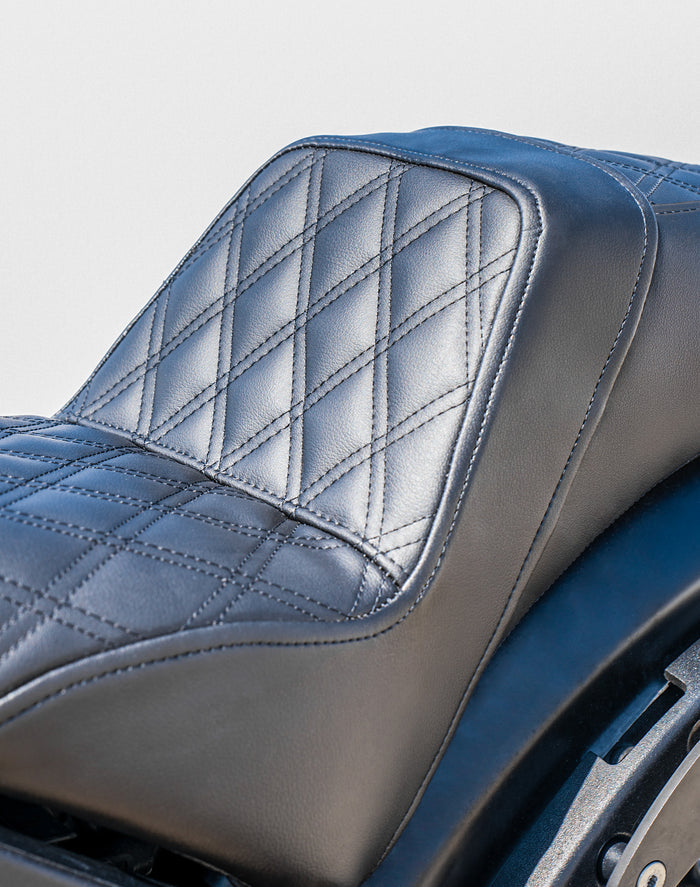 Iron Born Diamond Stitch Indian Scout Rogue 2-Up Seat Black Lifestyle