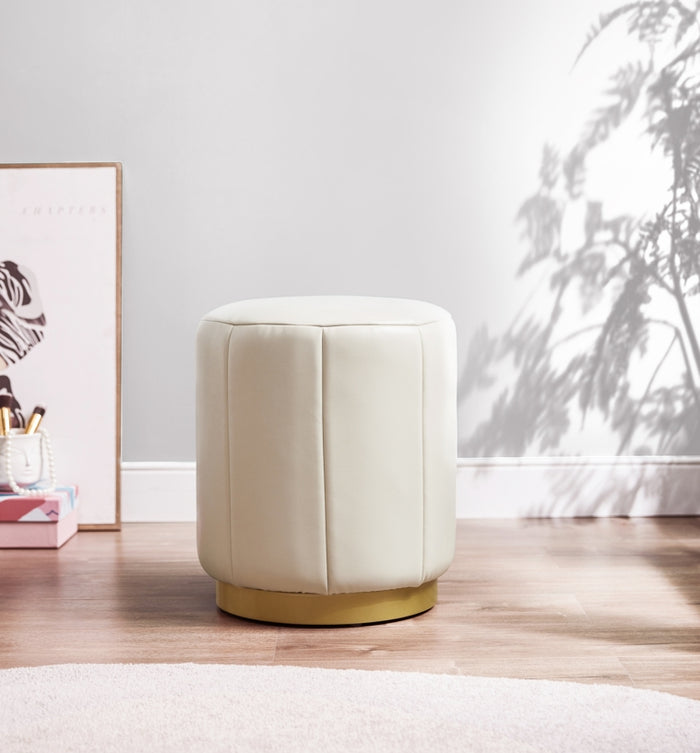 Ivory PU Leather Bedroom Makeup Stool for Vanity Table