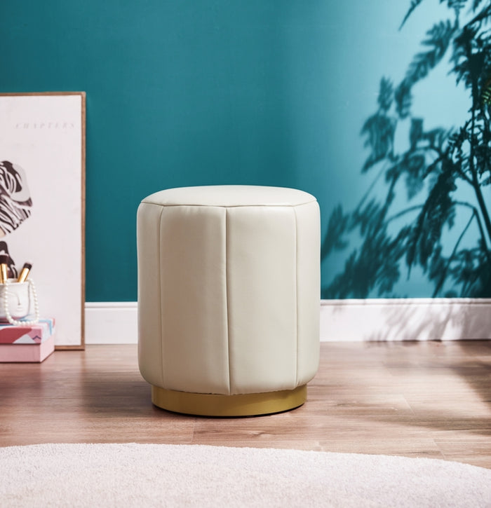 Ivory PU Leather Bedroom Makeup Stool for Vanity Table