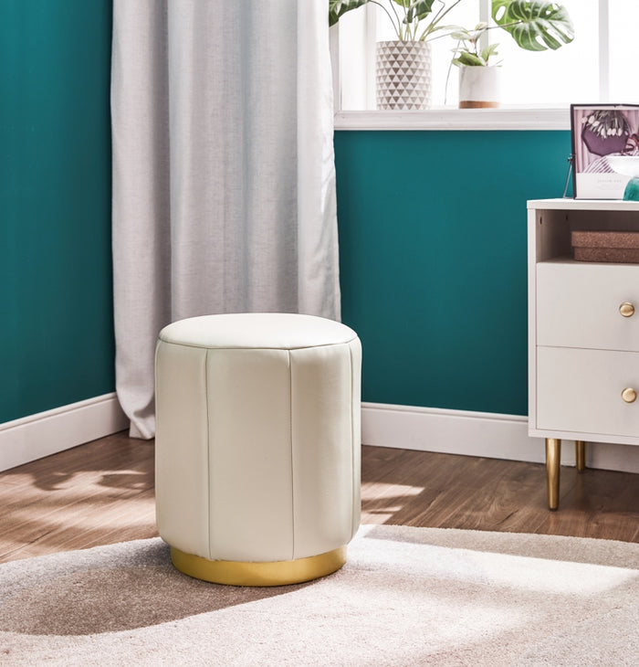 Ivory PU Leather Bedroom Makeup Stool for Vanity Table