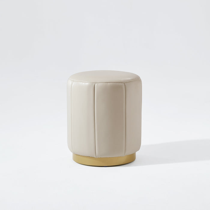 Ivory PU Leather Bedroom Makeup Stool for Vanity Table