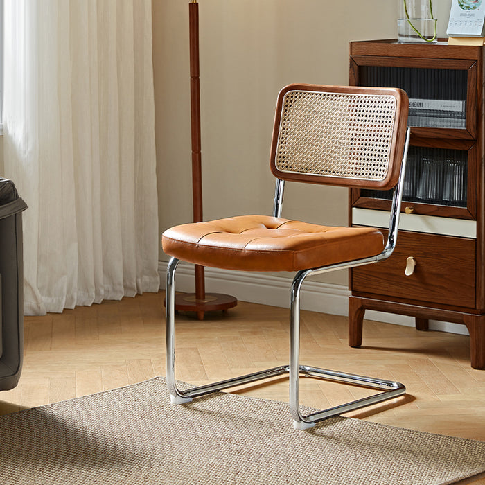 Jerry Armless Office Chair with Upholstered Seat Cushion Brown
