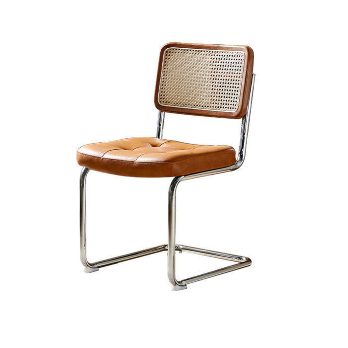 Jerry Armless Office Chair with Upholstered Seat Cushion Brown