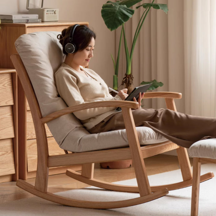 Kathryn Single Rocking Chair/Lazy Sofa With Stool Multiple Color
