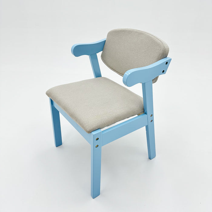 Kemo Solid Timber Study Chair/Dining Chair /Rubberwood/Cotton and Linen/Blue