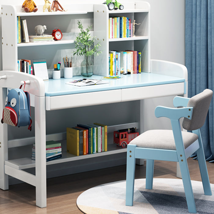 Kemo Solid Timber Study Chair/Dining Chair /Rubberwood/Cotton and Linen/Blue