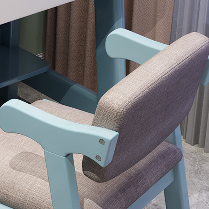 Kemo Solid Timber Study Chair/Dining Chair /Rubberwood/Cotton and Linen/Blue