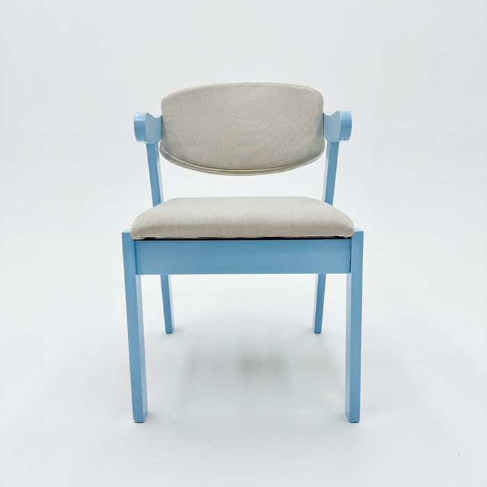 Kemo Solid Timber Study Chair/Dining Chair /Rubberwood/Cotton and Linen/Blue