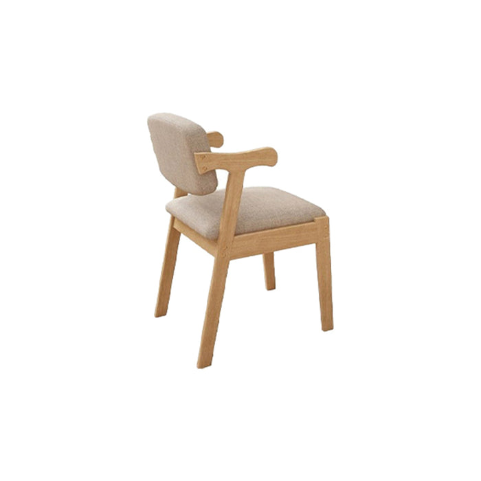 Kemo Solid Timber Study Chair/Dining Chair /Rubberwood/Cotton and Linen/Natural wood color