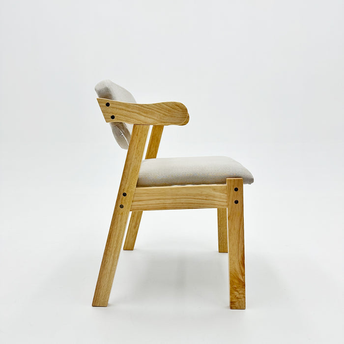 Kemo Solid Timber Study Chair/Dining Chair /Rubberwood/Cotton and Linen/Natural wood color