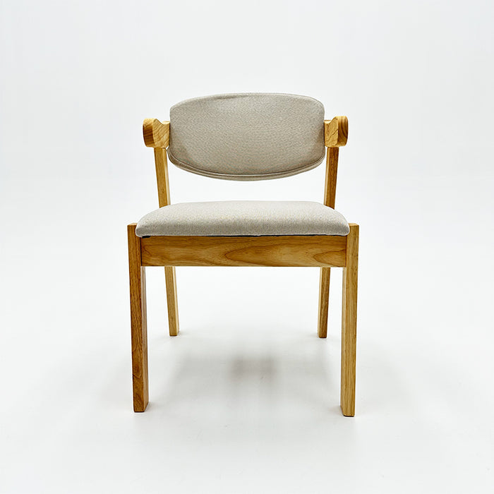 Kemo Solid Timber Study Chair/Dining Chair /Rubberwood/Cotton and Linen/Natural wood color