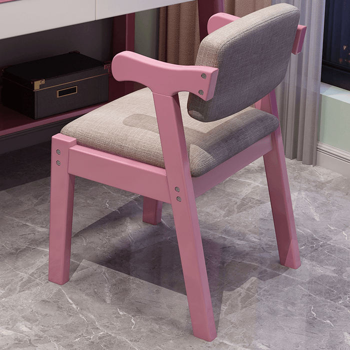Kemo Solid Timber Study Chair/Dining Chair /Rubberwood/Cotton and Linen/Pink