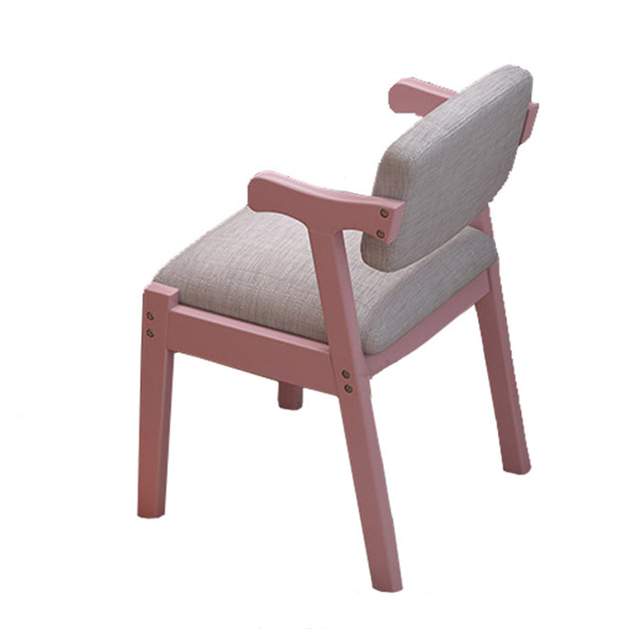 Kemo Solid Timber Study Chair/Dining Chair /Rubberwood/Cotton and Linen/Pink