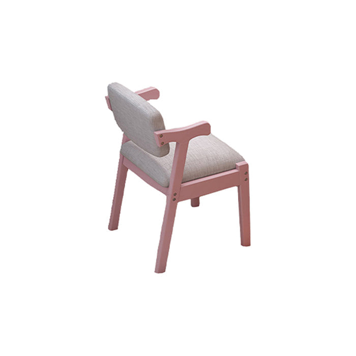 Kemo Solid Timber Study Chair/Dining Chair /Rubberwood/Cotton and Linen/Pink