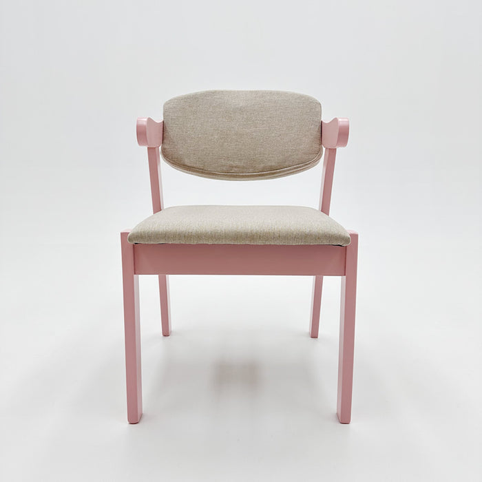 Kemo Solid Timber Study Chair/Dining Chair /Rubberwood/Cotton and Linen/Pink