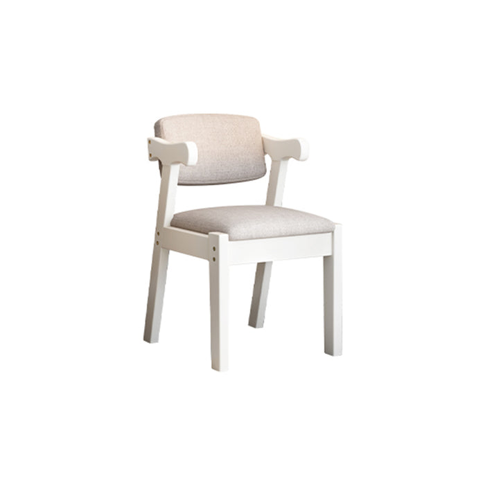 Kemo Solid Timber Study Chair/Dining Chair /Rubberwood/Cotton and Linen/White