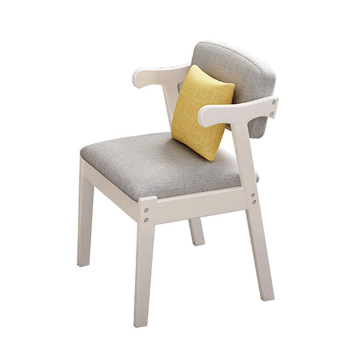 Kemo Solid Timber Study Chair/Dining Chair /Rubberwood/Cotton and Linen/White