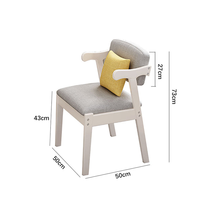 Kemo Solid Timber Study Chair/Dining Chair /Rubberwood/Cotton and Linen/White