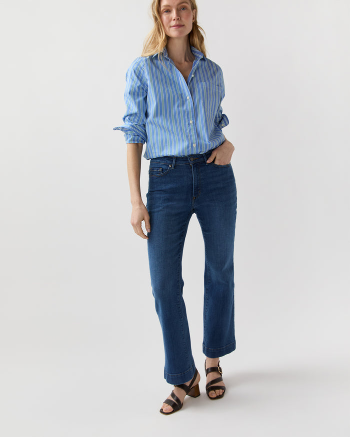 Kendall Flare 5-Pocket Jean in 3-Year Indigo Stretch Denim