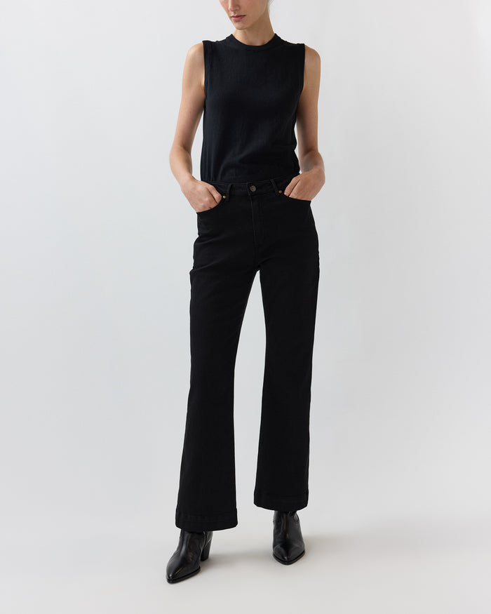 Kendall Flare 5-Pocket Jean in Black Stretch Denim