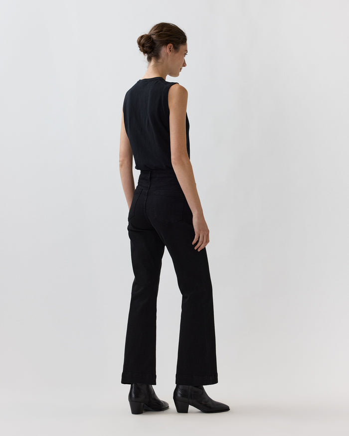 Kendall Flare 5-Pocket Jean in Black Stretch Denim