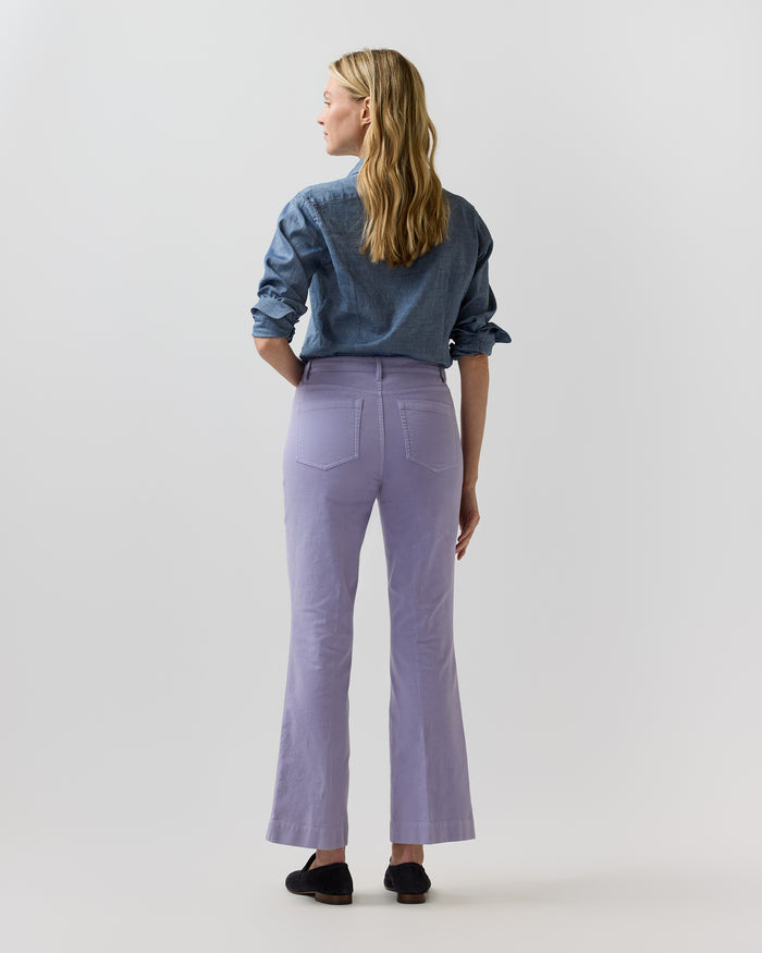 Kendall Flare 5-Pocket Jean in Lavender Stretch Moleskin