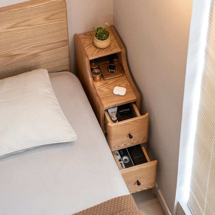 Kenneth 0.2m/0.3m FAS-Graded Solid American Oak Wood Side Table/Bedside Table with Drawer