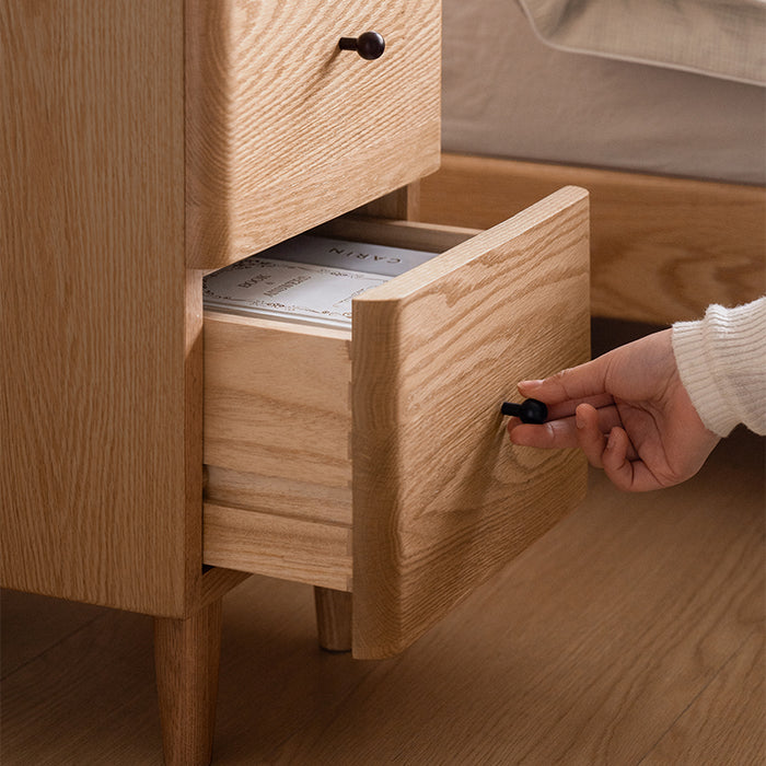 Kenneth 0.2m/0.3m FAS-Graded Solid American Oak Wood Side Table/Bedside Table with Drawer