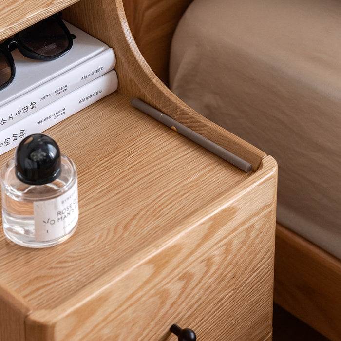 Kenneth 0.2m/0.3m FAS-Graded Solid American Oak Wood Side Table/Bedside Table with Drawer